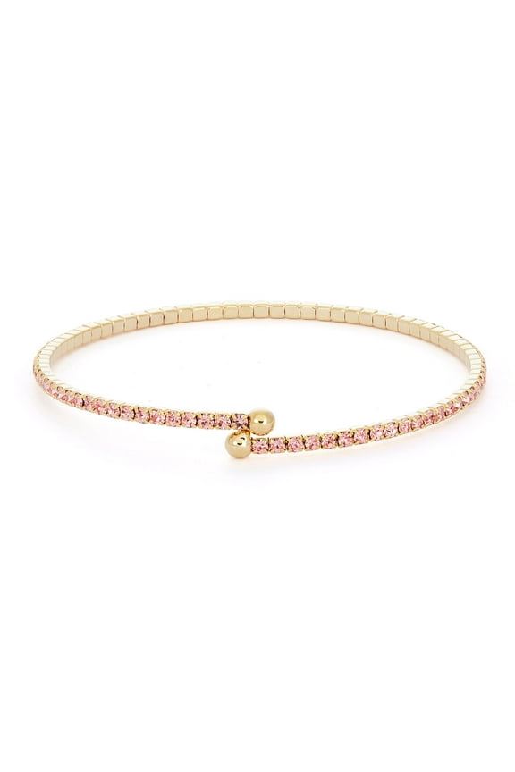 14KT Gold Plated Single Row Flex Bangle with Your Choice Color Crystals