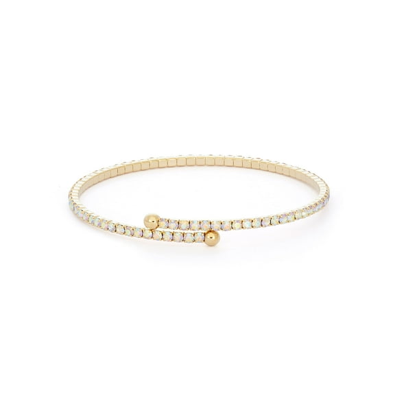 14KT Gold Plated Single Row Flex Bangle with Your Choice Color Crystals