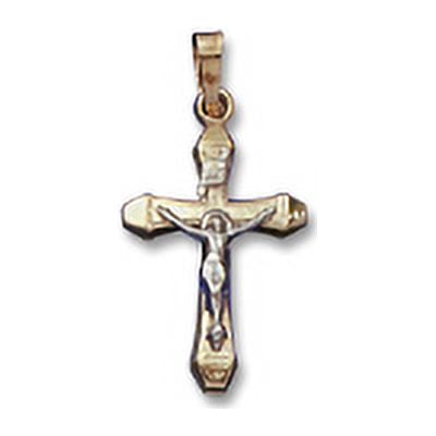 14KT Two Tone Rounded Crucifix Religious Pendant