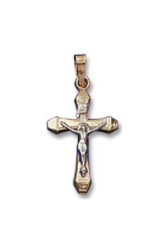 14KT Two Tone Rounded Crucifix Religious Pendant