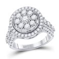 thumbnail image 1 of 14KT White Gold Round Diamond Flower Cluster Ring for Women - 1 & 0.75 CTTW - Size 7, 1 of 1