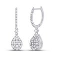thumbnail image 1 of 14KT White Gold Round Diamond Hoop Teardrop Dangle Earrings for Women - 1 CTTW, 1 of 1
