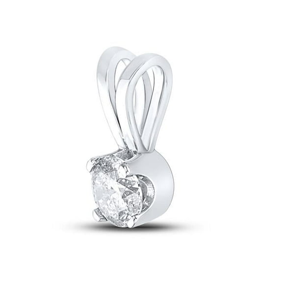 14KT White Gold Womens Round Diamond Solitaire Pendant - 0.5CTTW
