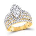 thumbnail image 1 of 14KT Yellow Gold Round Diamond Marquise-shape Cluster Ring for Women - 1 & 0.75 CTTW - Size 7, 1 of 1