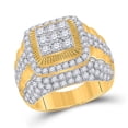 thumbnail image 1 of 14KT Yellow Gold Round Diamond Ribbed Square Cluster Ring for Men - 5 CTTW - Size 10, 1 of 1