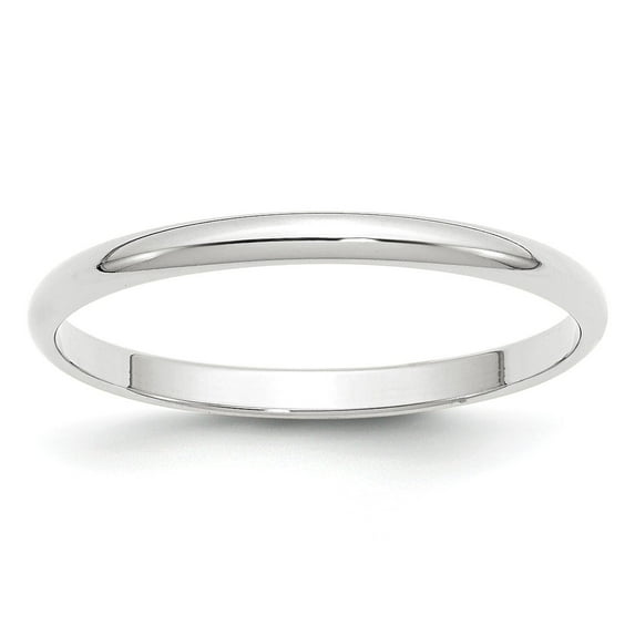 14KW 2mm LTW Half Round Band Size 6 in 14k White Gold
