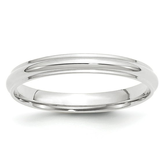 14KW 3mm Half Round with Edge Band Size 11 in 14k White Gold