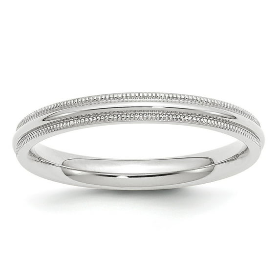 14KW 3mm Milgrain Comfort Fit Band Size 8 in 14k White Gold