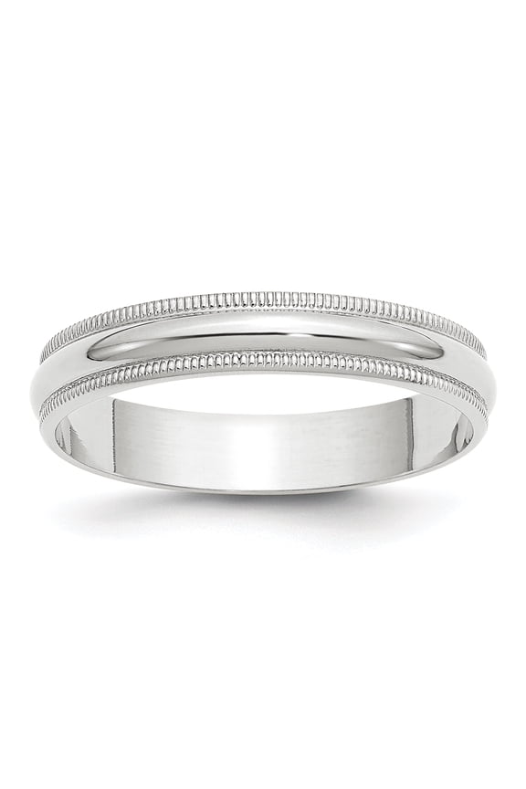 14KW 4mm Lightweight Milgrain Half Round Band Size 11