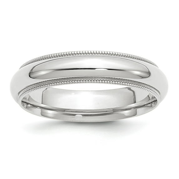14KW 5mm Milgrain Comfort Fit Band Size 9 in 14k White Gold