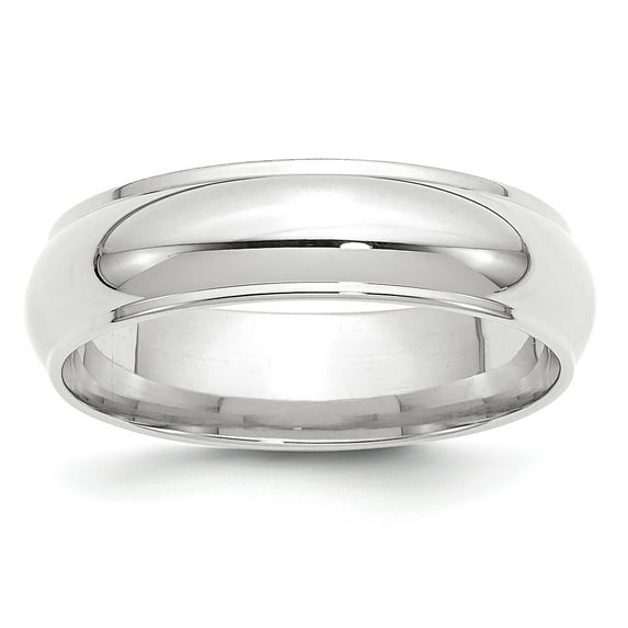 14KW 6mm Half Round with Edge Band Size 7 in 14k White Gold