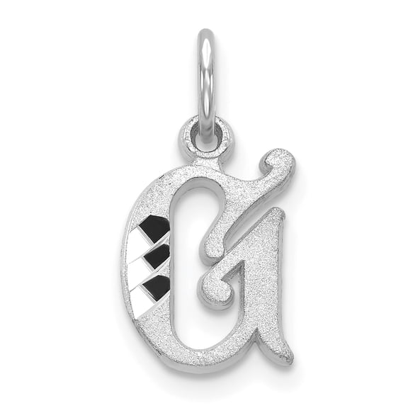 14k White Gold 14KW Diamond-cut Letter G Initial Charm Pendant