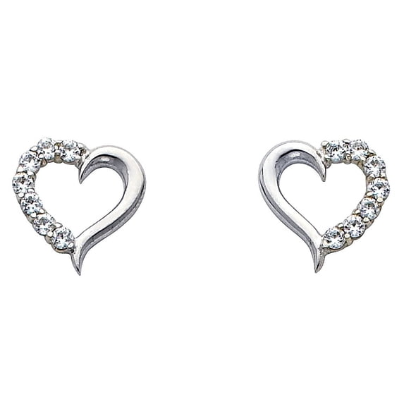 14KW Heart CZ Earrings