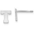 thumbnail image 1 of 14KW White Gold Brushed Letter T Initial Post Earrings, 1 of 6