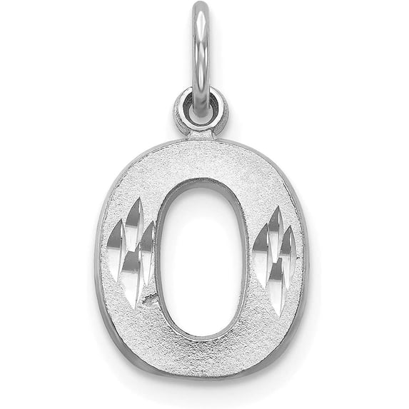 14KW White Gold Satin Diamond-cut Letter O Initial Charm