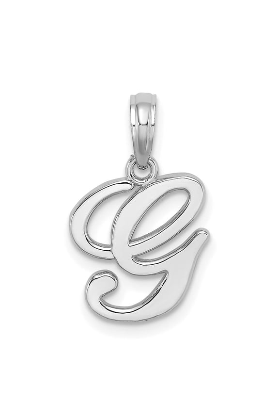 14KW White Gold Script Letter G Initial Pendant