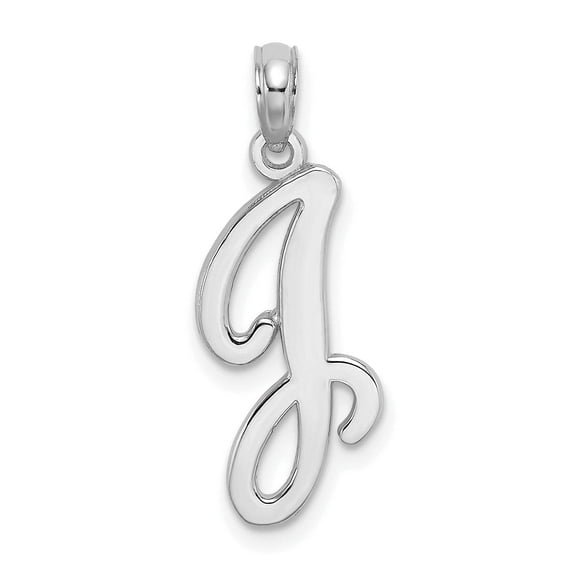 14K White Gold Fancy Script Design Letter J Initial Pendant