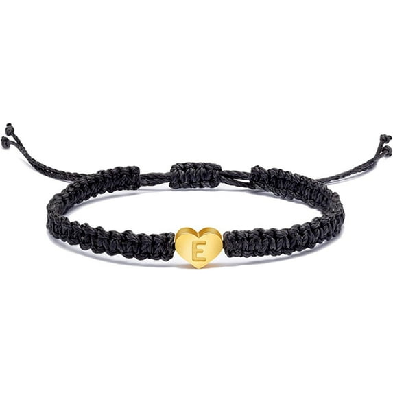 14KWhite Gold Plated Initial Heart String Bracelets for Women Men Teen Girls Boys Handmade Rope Braided Bracelet Minimalist Jewelry Matching Couple Bracelets