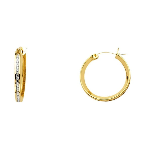 14KY 2mm CZ Hoop Earrings