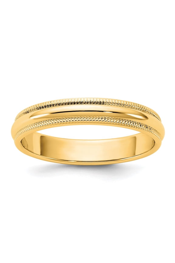 14KY 3.5mm Milgrain Half Round Band Size 6