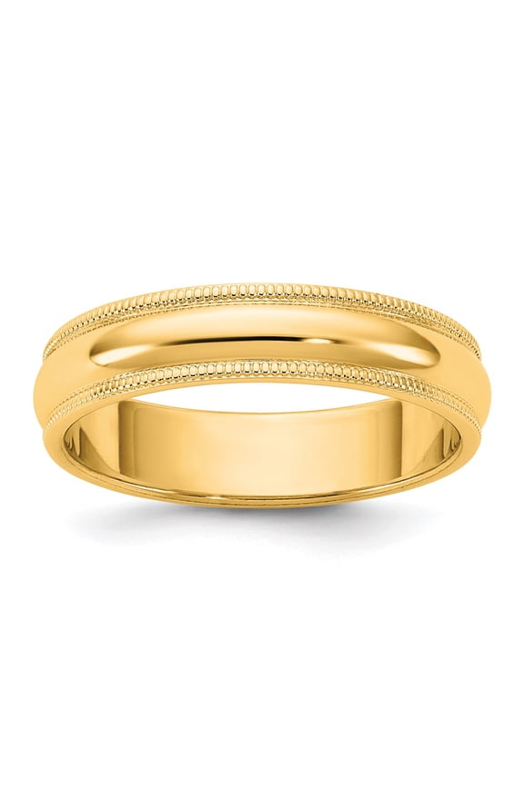 14KY 4.5mm Milgrain Half Round Band Size 7