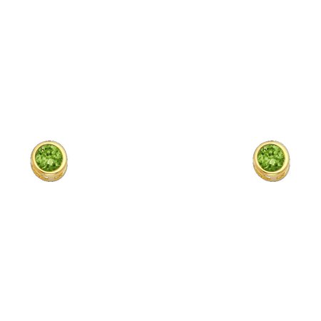14KY 4mm RD CZ Bezel Stud Earrings w/Screw (AUG)