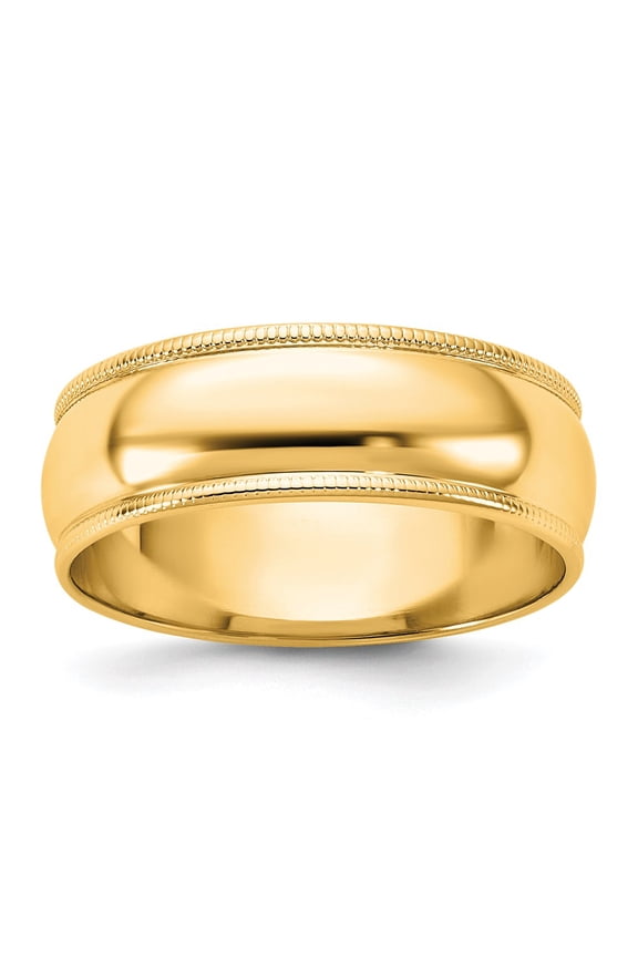 14KY 6.5mm LTW Milgrain Half Round Band Size 11