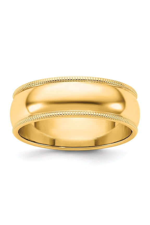 14KY 6.5mm Milgrain Half Round Band Size 9