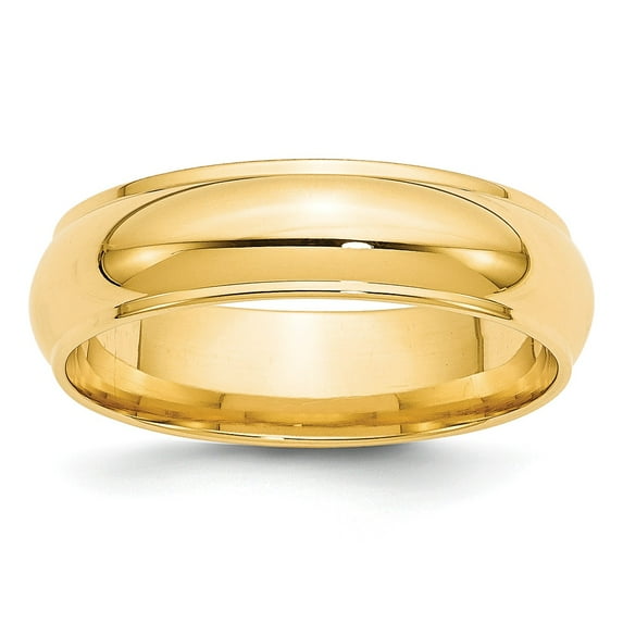 14KY 6mm Half Round with Edge Band Size 9.5 in 14k Yellow Gold