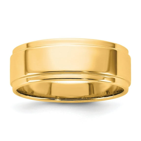 14KY 7mm Flat with Step Edge Wedding Band Ring