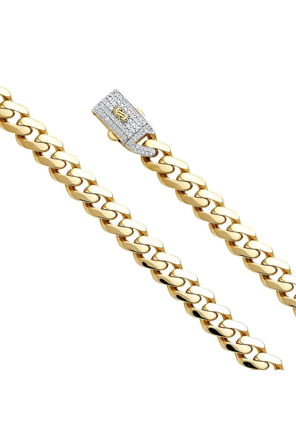 14KY 9.5mm Hol-Cuban Monaco BR w/CZ Lock