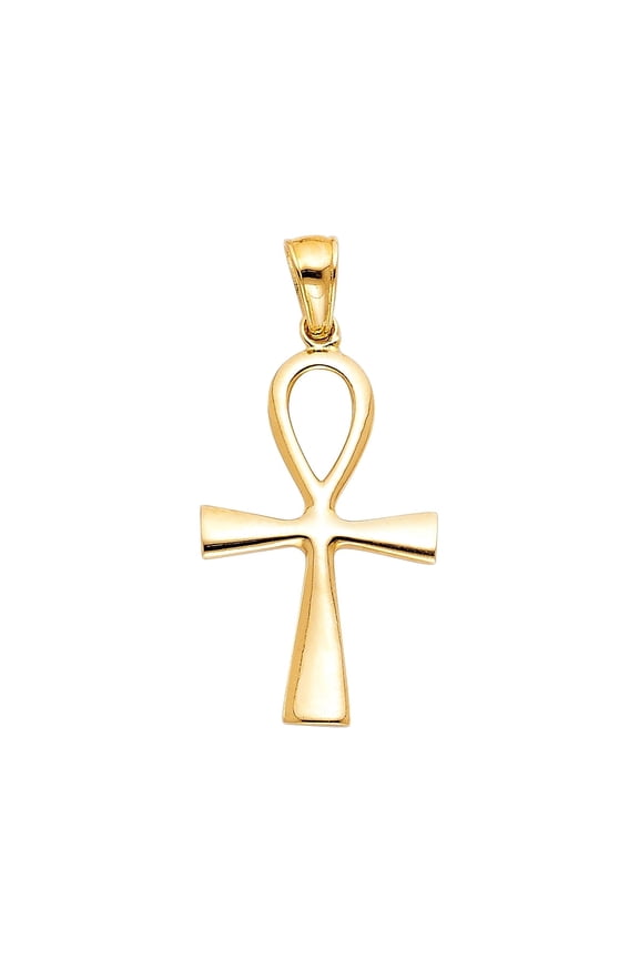14KY Ankh Religious Cross Pendant | Yellow Gold Charm Pendant for Necklace Chain | Jewelry Gift for Men Women | 28 x 18 MM | 2.1 grams