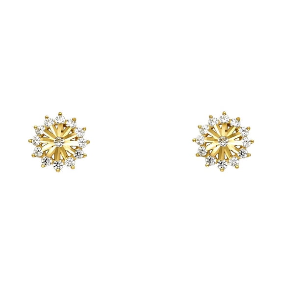 14KY CZ Stud Earrings w/Screw