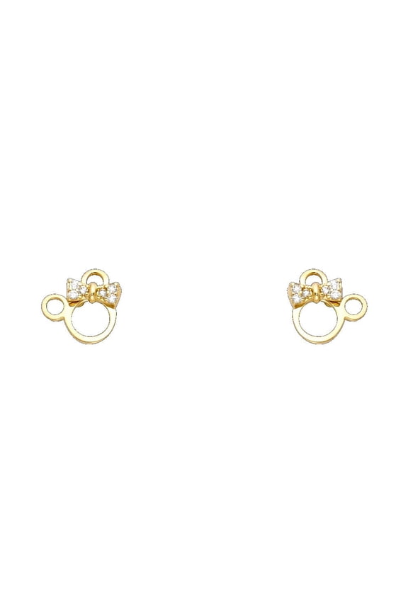 14KY Cat CZ Stud Earrings w/Screw