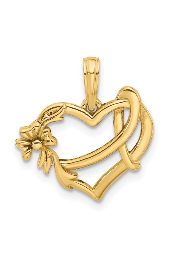 14KY Fancy Heart and Ribbon Charm