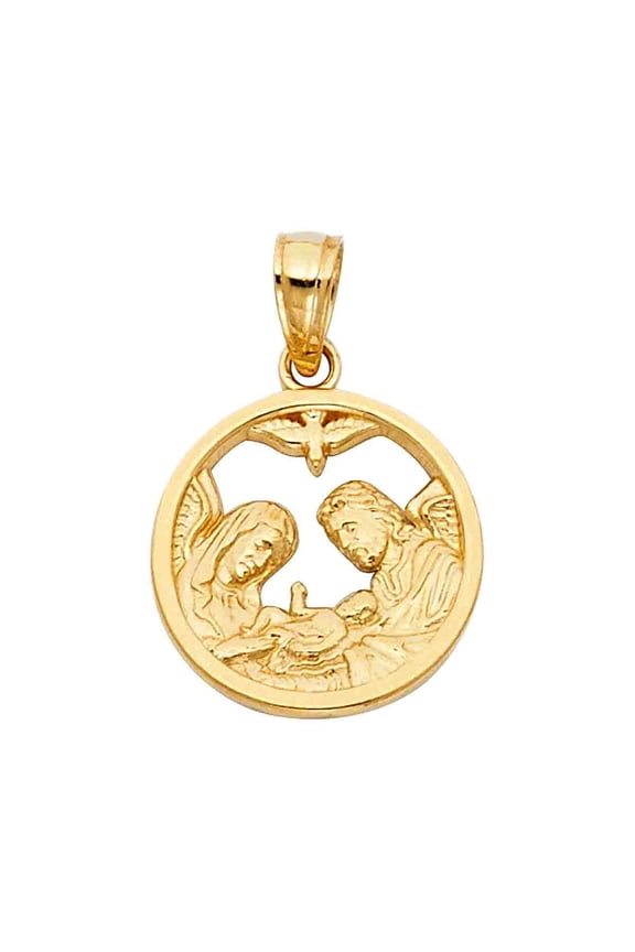 14KY Gold Baptism Religious Pendant | Yellow Gold Charm Pendant for Necklace Chain | Jewelry Gift for Men Women | 15 x 15 MM | 1.3 grams