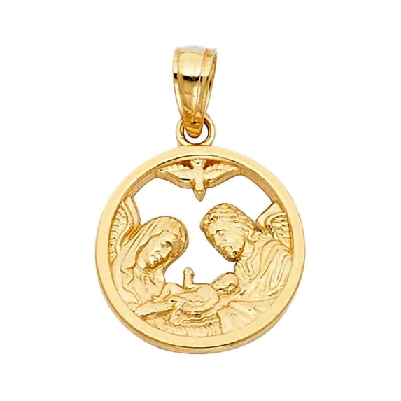 14KY Gold Baptism Religious Pendant | Yellow Gold Charm Pendant for Necklace Chain | Jewelry Gift for Men Women | 15 x 15 MM | 1.3 grams