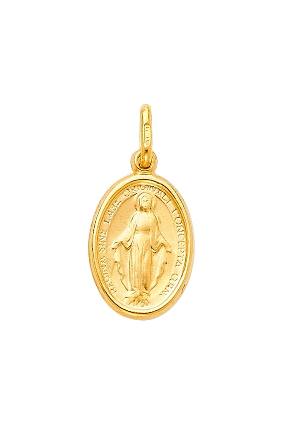 14KY Gold Virgin Mary Medal Religious Pendant | Yellow Gold Religious Charm Pendant for Necklace Chain | Gift for Men Women | 16 x 11 MM | 0.8 grams