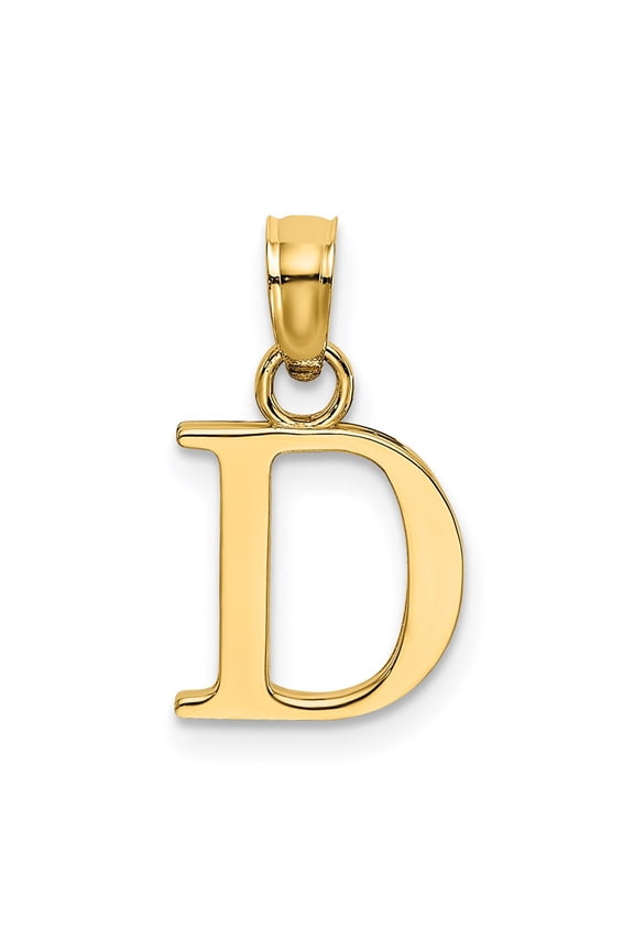 14KY Polished Block Letter D Initial Pendant K6423D