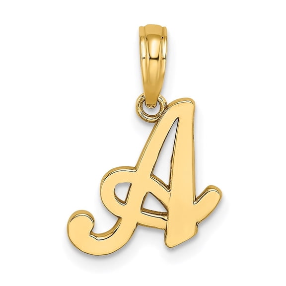 14KY Script Letter A Initial Pendant K6422A
