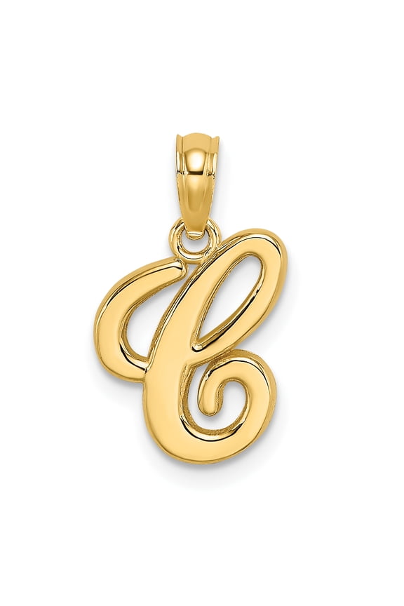 14KY Script Letter C Initial Pendant K6422C