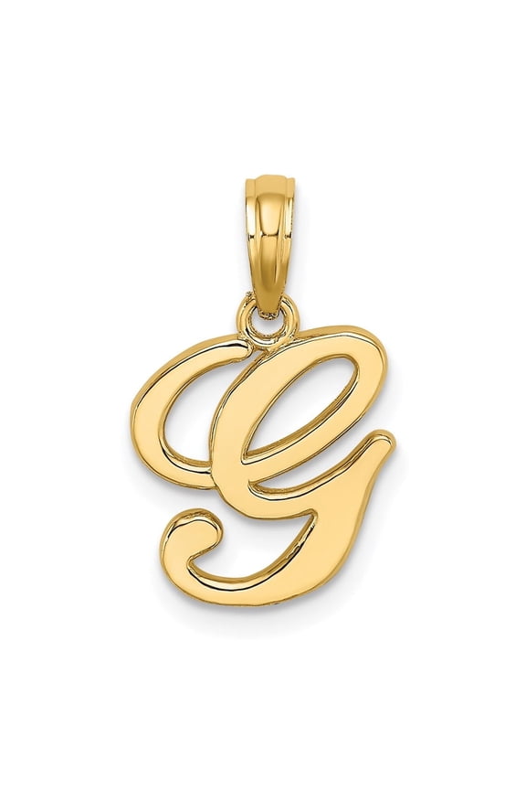 14KY Script Letter G Initial Pendant