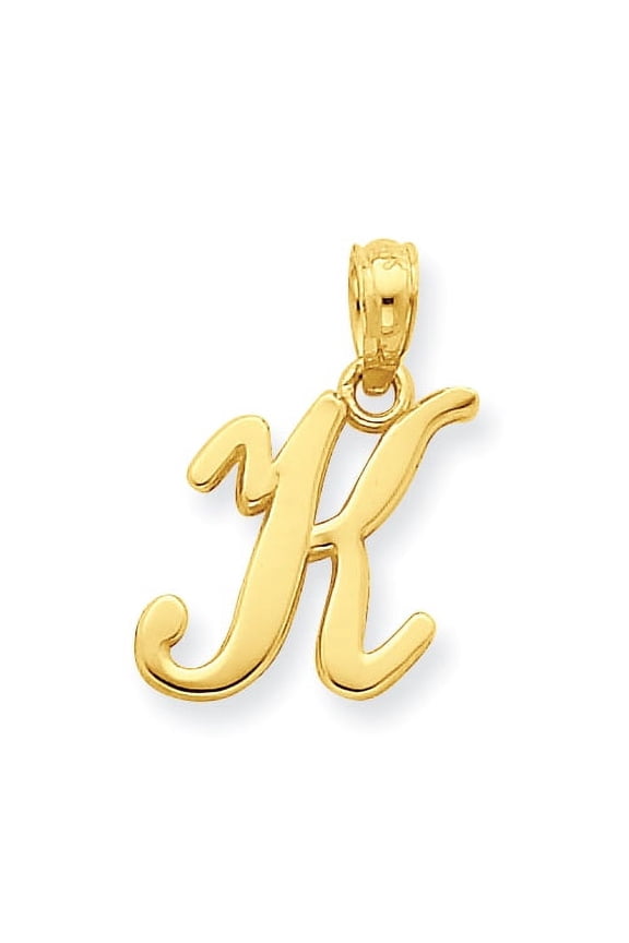 14KY Script Letter K Initial Pendant YC993K
