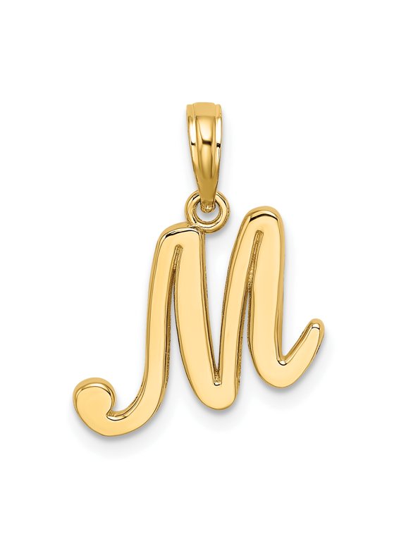 14KY Script Letter M Initial Pendant K6422M