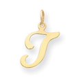 thumbnail image 1 of 14k Yellow Gold 14KY Script Letter T Initial Charm Pendant, 1 of 4