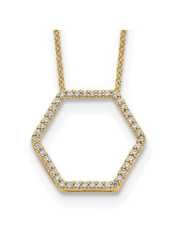 14KY TRUE ORIGIN Cert Lab Grown Diamond VS DEF Hexagon Pendant Necklace