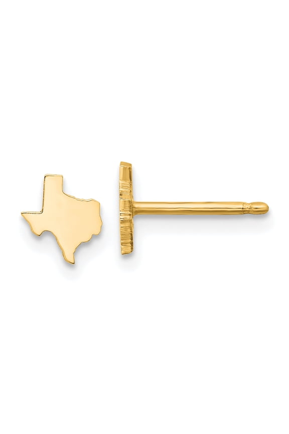 14KY Texas State Earrings 14k Yellow Gold Earrings