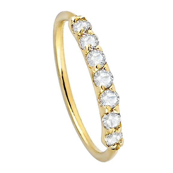 14K Yellow Gold Nose Ring with 0.07ctw Diamonds - 20G Diamond Nose Hoop - Cartilage Hoop Earring - YGDIA