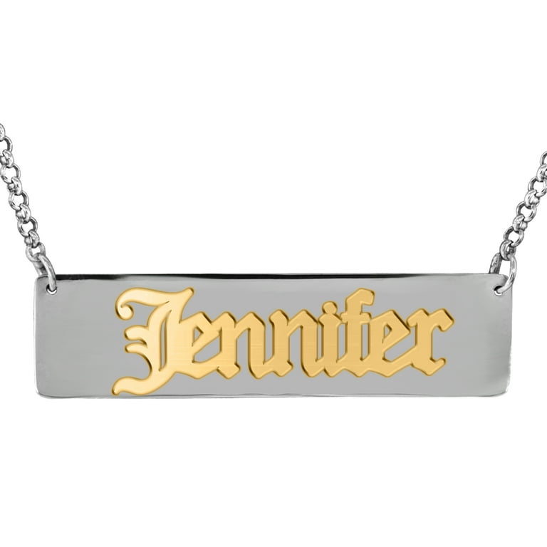 14Kt Solid Gold Sterling Silver Personalized Old English Name