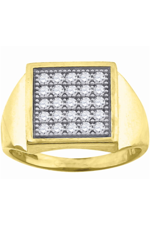 14Kt Two-Tone Gold Womens Cubic Zirconia Cluster Square Head Fancy Bridal Anniversary Engagement Wedding Ring, Womens Size: 7
